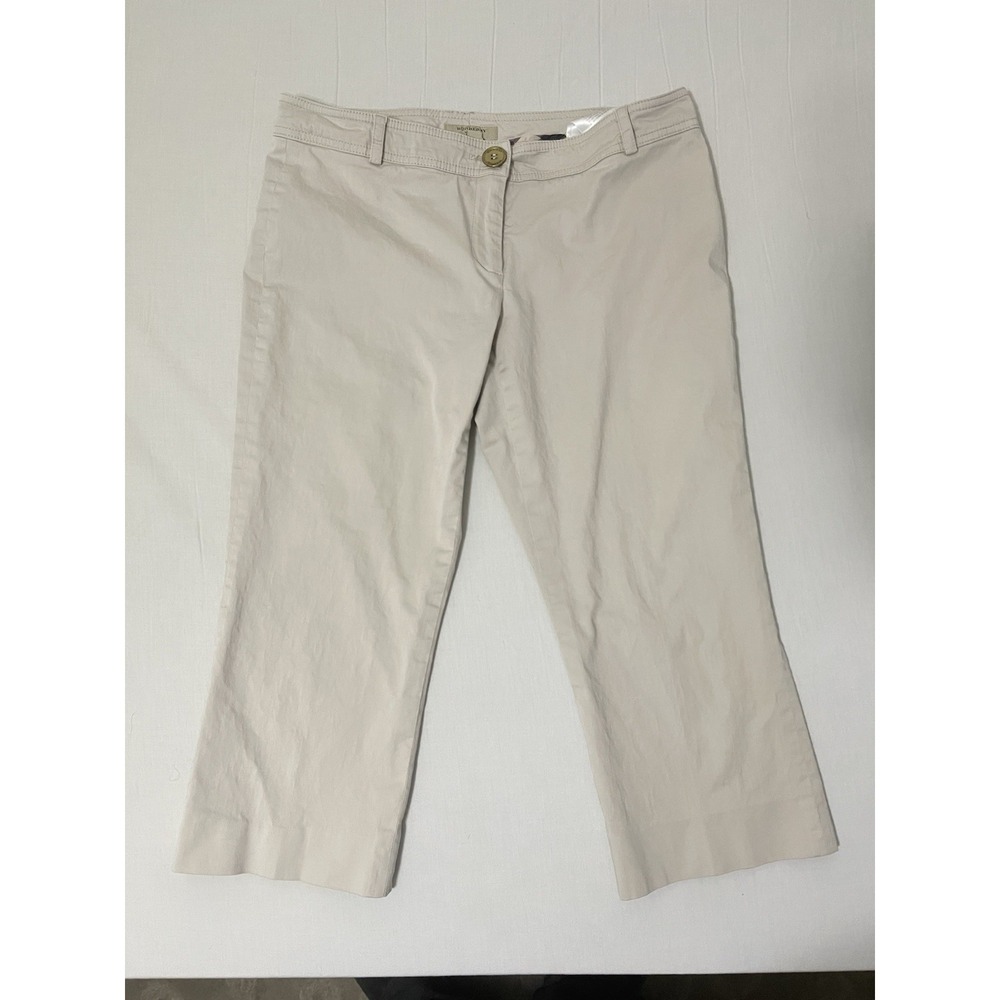 Burberry London Cropped Capri Pants Womens 6 Beige Designer Minimalist